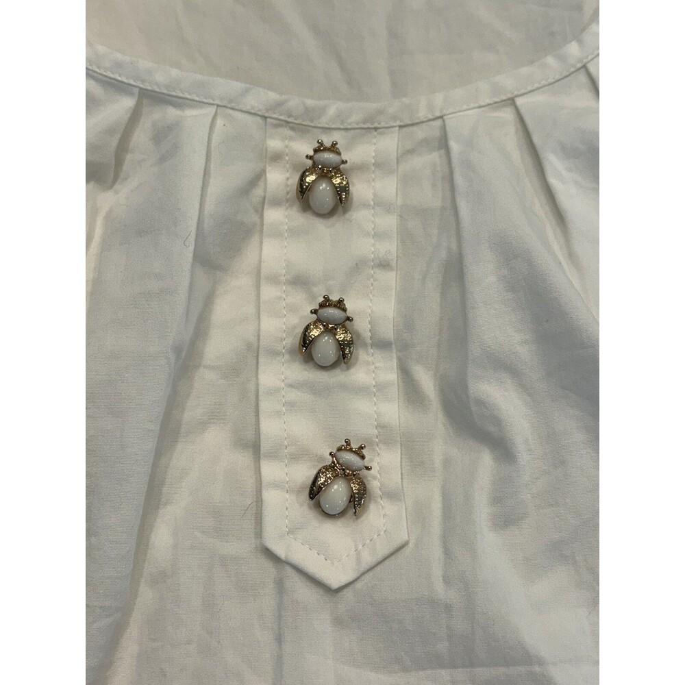 Talbots White Sleeveless Top Bee Buttons Womens Plus Sz 2 Lightweight Cotton